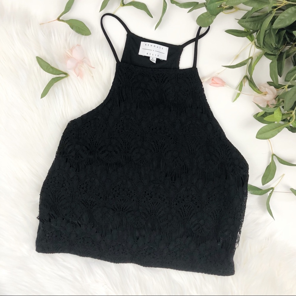 Kendall + Kylie High Neck Lace Tank